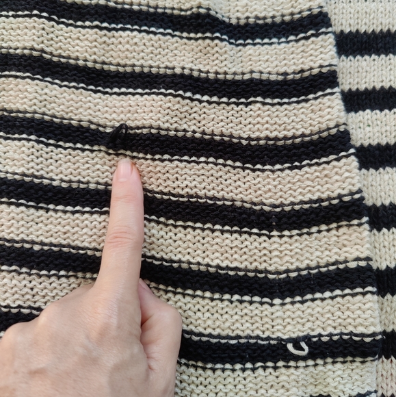 Black and Oatmeal Striped Open Front Cardigan Size Small | Ann Taylor Loft - Picture 5 of 11